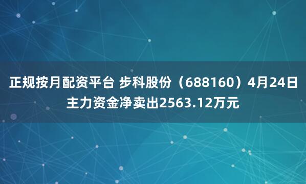 正规按月配资平台 步科股份（688160）4月24日主力资金净卖出2563.12万元