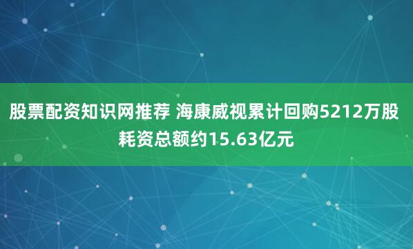 股票配资知识网推荐 海康威视累计回购5212万股 耗资总额约15.63亿元