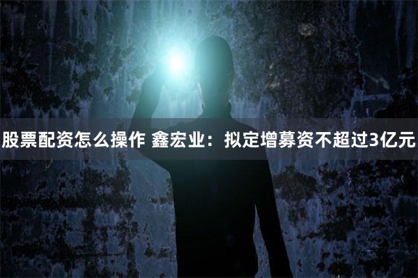 股票配资怎么操作 鑫宏业：拟定增募资不超过3亿元