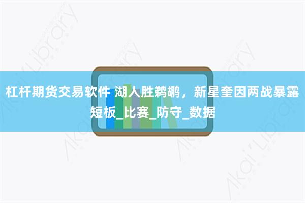 杠杆期货交易软件 湖人胜鹈鹕，新星奎因两战暴露短板_比赛_防守_数据