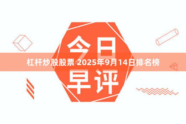 杠杆炒股股票 2025年9月14日排名榜